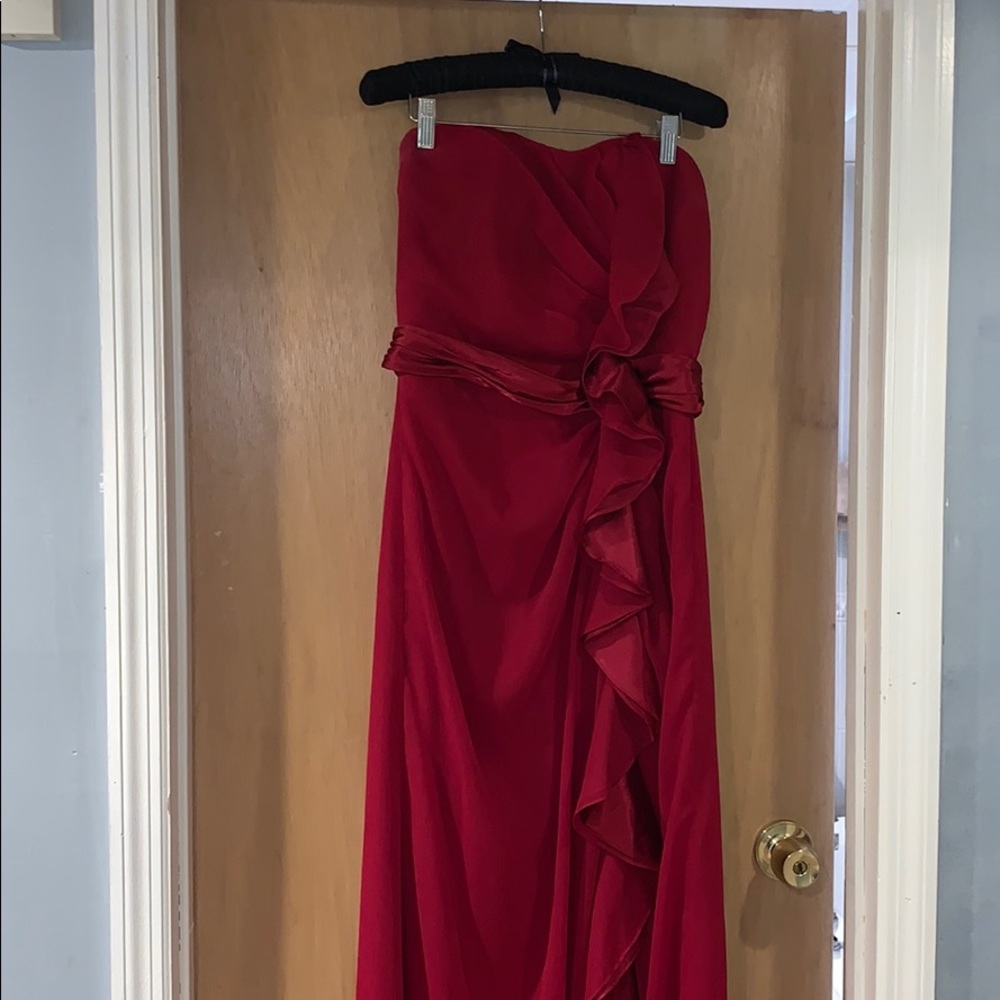 David’s Bridal Apple Red Bridesmaid Dress